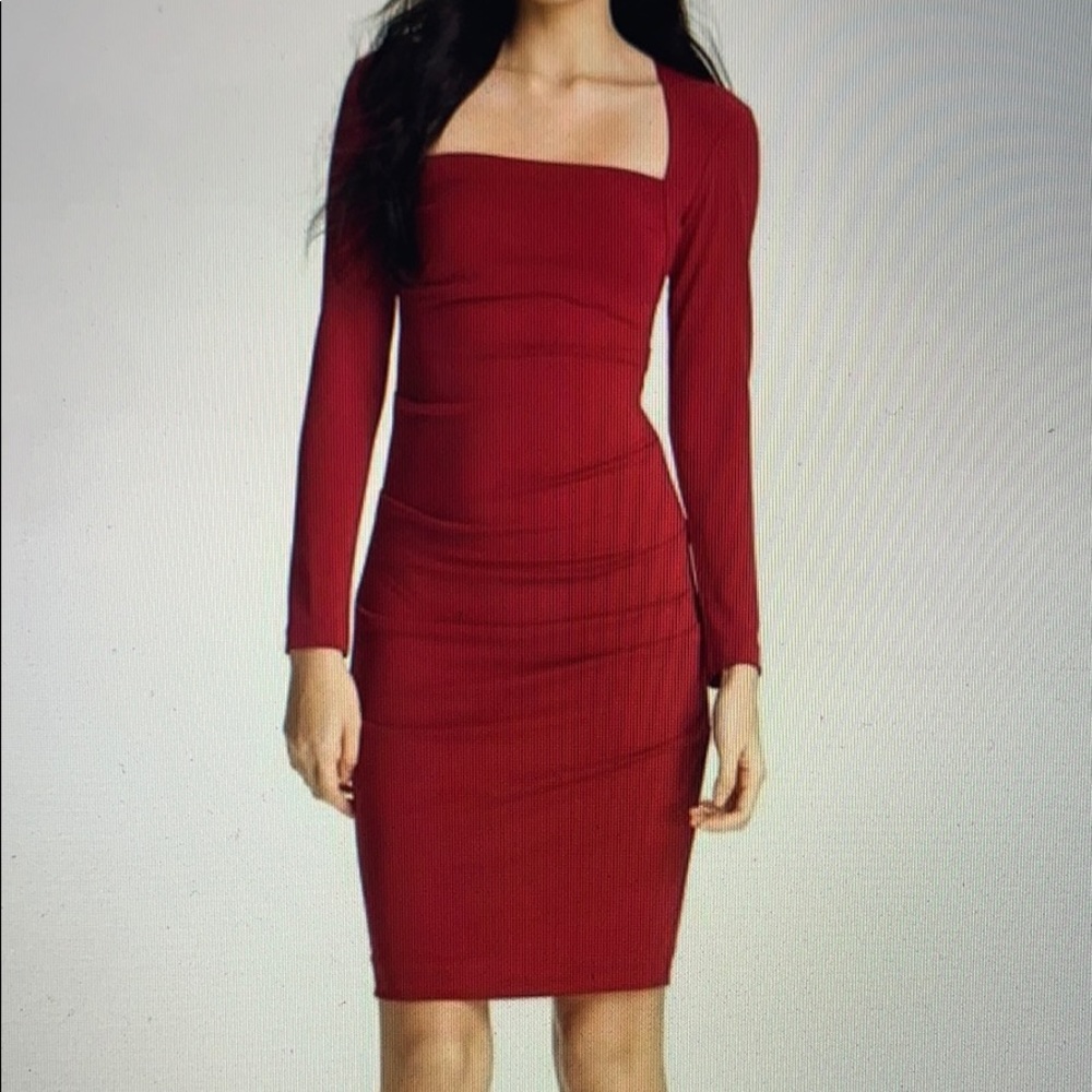NWOT Nicole Miller long sleeve red dress